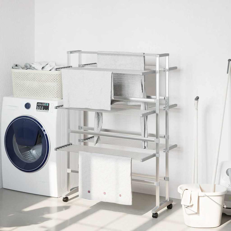 Rack de séchage Vidaxl avec roues 89x64x129 cm en aluminium