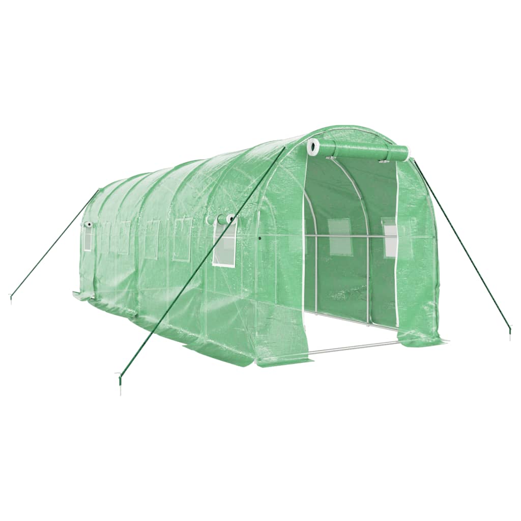 Vidaxl tuinkas avec cadre en acier 12 m² 6x2x2 m vert