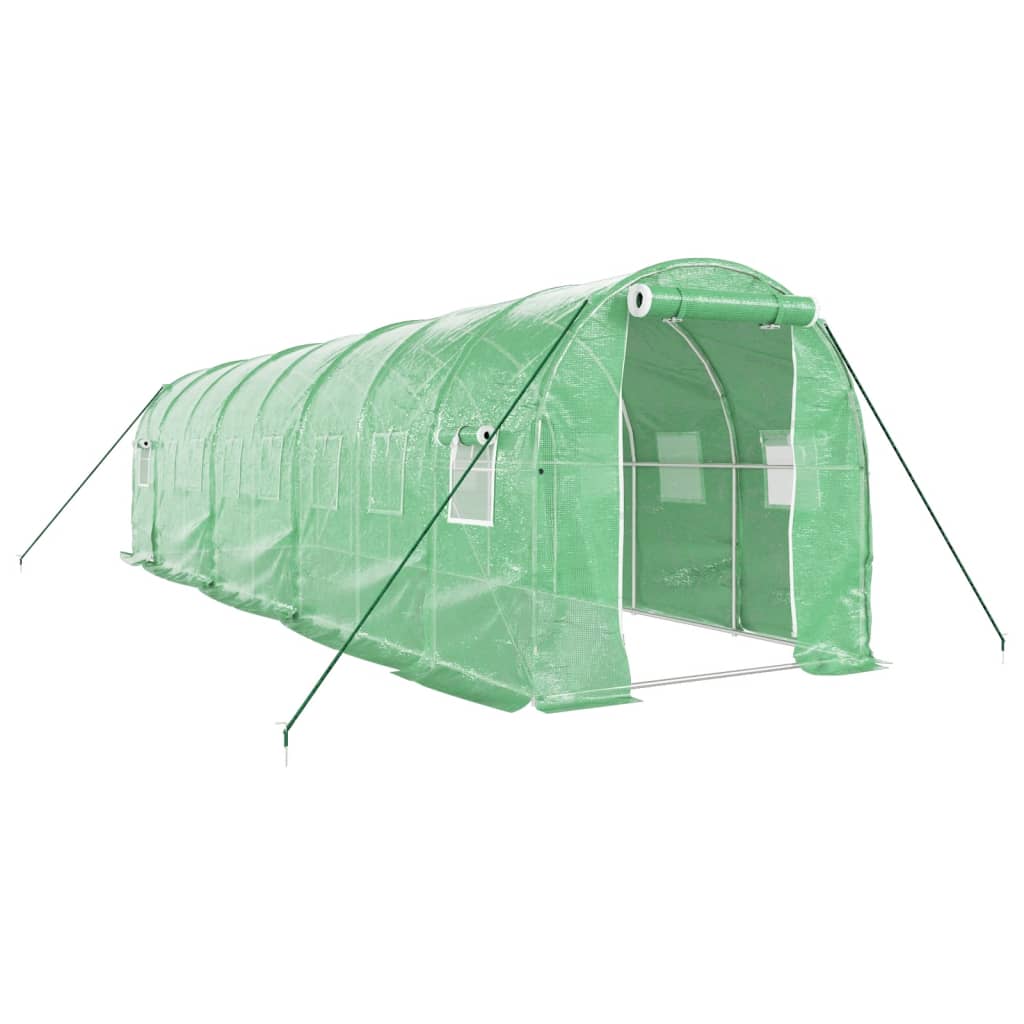 Vidaxl tuinkas avec cadre en acier 16 m² 8x2x2 m vert