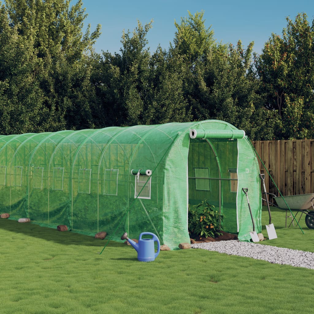 Vidaxl tuinkas avec cadre en acier 16 m² 8x2x2 m vert