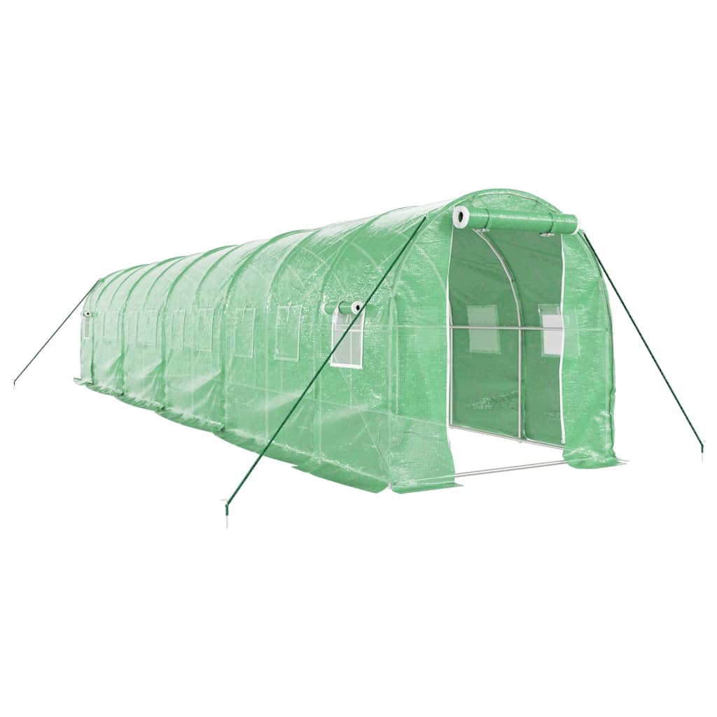 Vidaxl tuinkas avec cadre en acier 20 m² 10x2x2 m vert