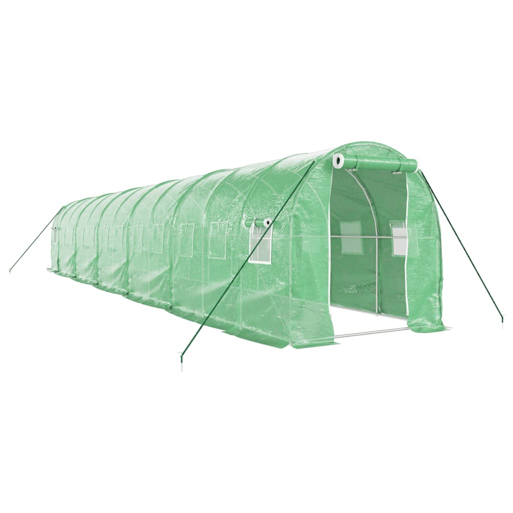 Vidaxl tuinkas avec cadre en acier 24 m² 12x2x2 m vert