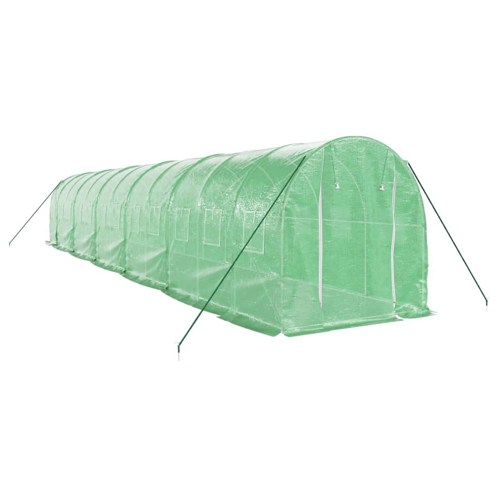 Vidaxl tuinkas avec cadre en acier 24 m² 12x2x2 m vert