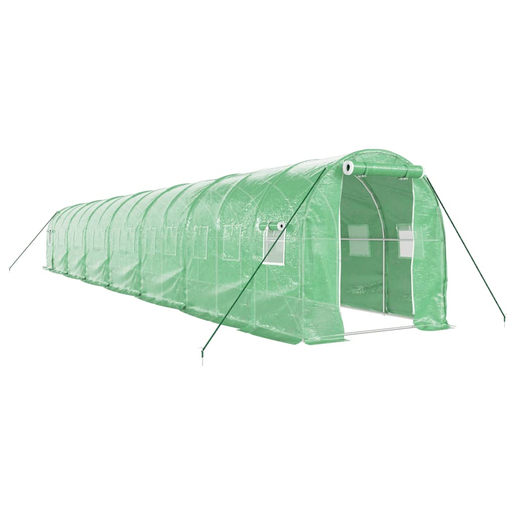 Vidaxl tuinkas avec cadre en acier 28 m² 14x2x2 m vert