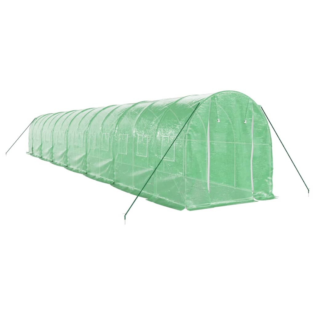Vidaxl tuinkas avec cadre en acier 28 m² 14x2x2 m vert