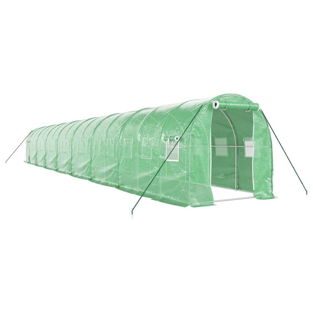 Vidaxl tuinkas avec cadre en acier 32 m² 16x2x2 m vert