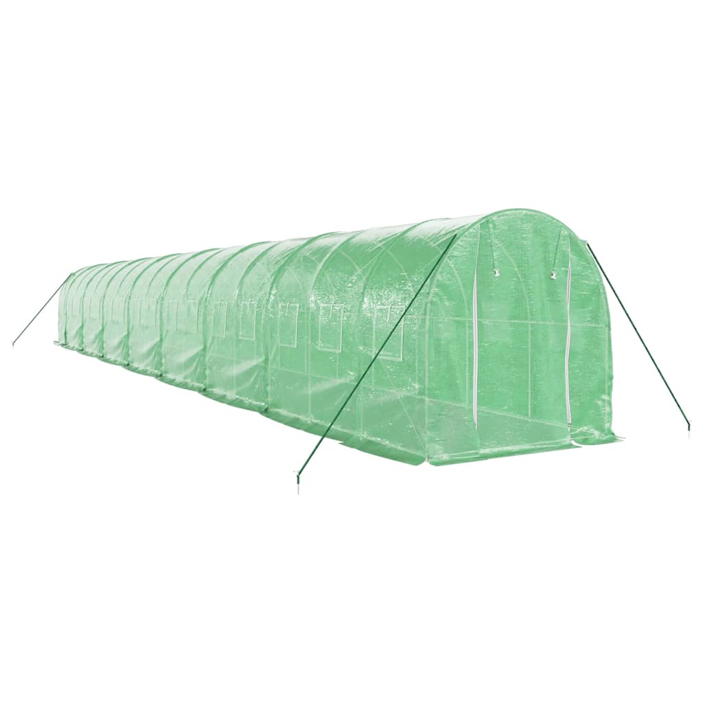 Vidaxl tuinkas avec cadre en acier 32 m² 16x2x2 m vert