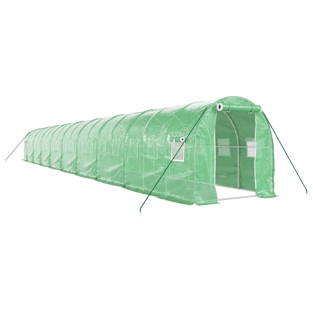Vidaxl tuinkas avec cadre en acier 36 m² 18x2x2 m vert
