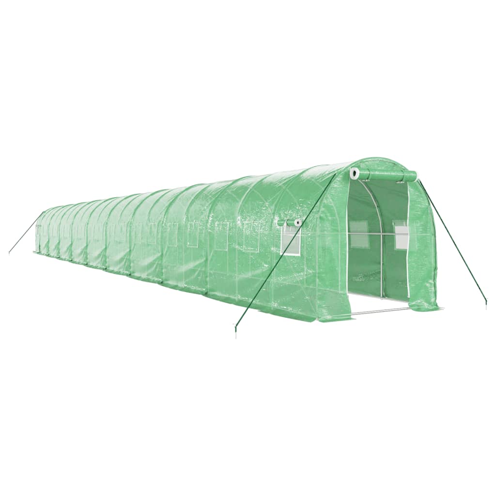 Vidaxl tuinkas avec cadre en acier 40 m² 20x2x2 m vert