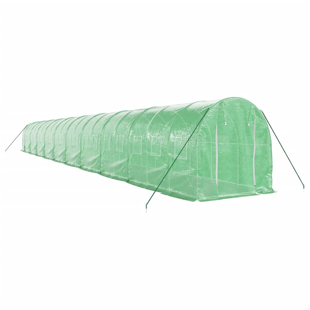 Vidaxl tuinkas avec cadre en acier 40 m² 20x2x2 m vert