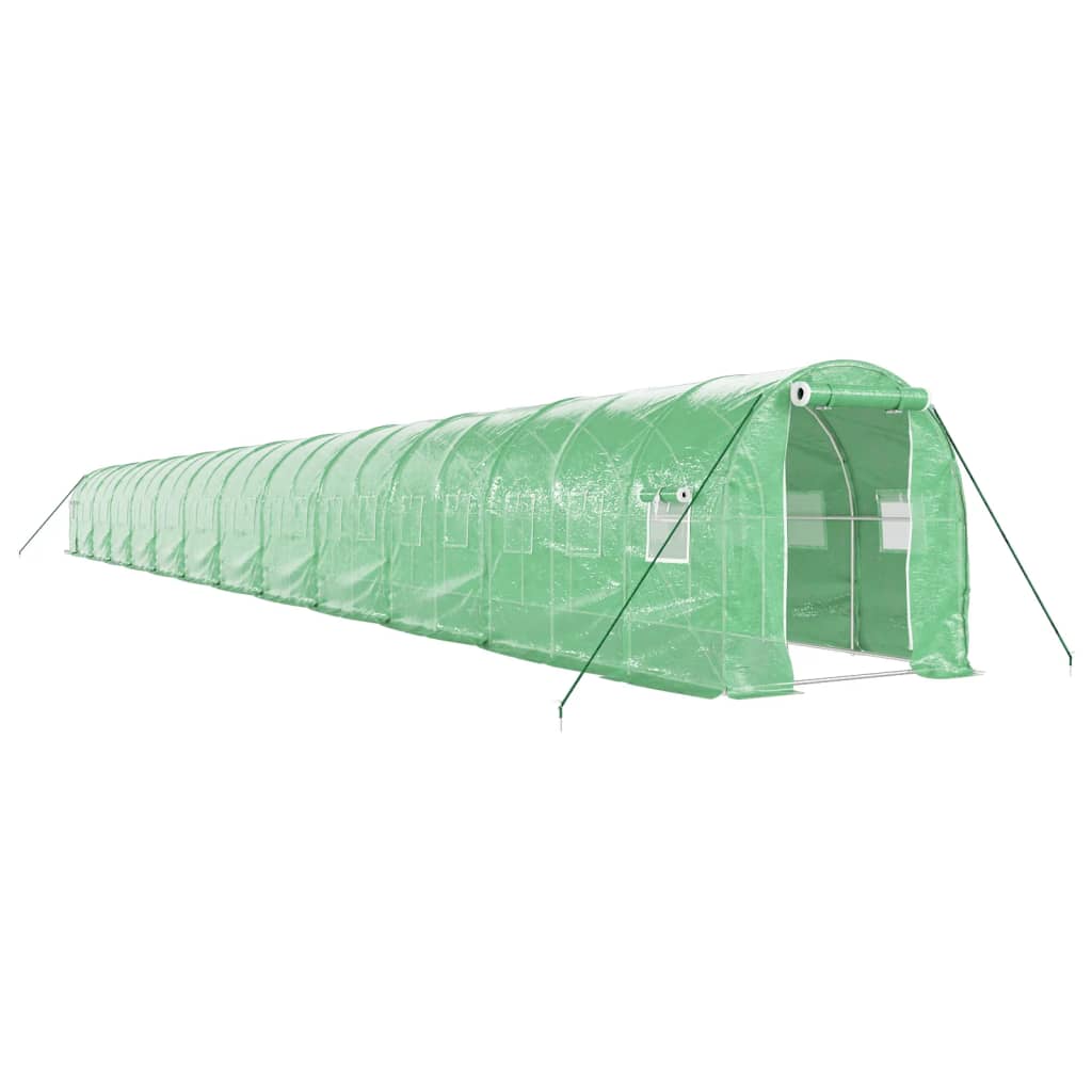 Vidaxl tuinkas avec cadre en acier 48 m² 24x2x2 m vert