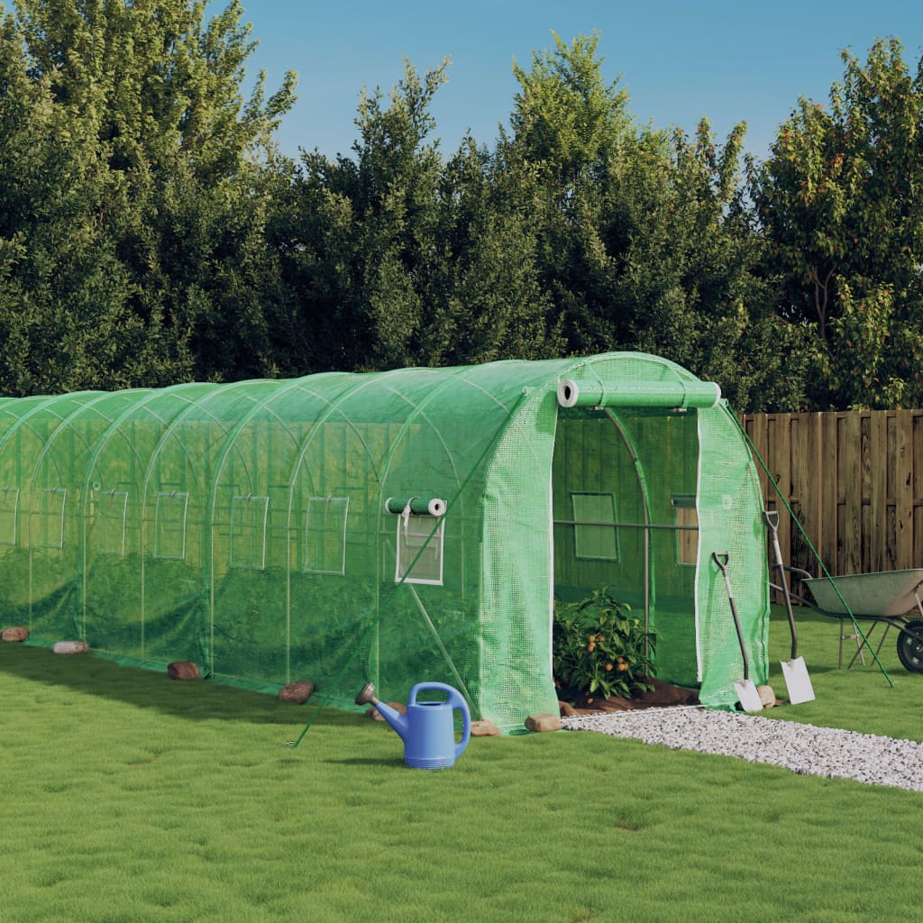 Vidaxl tuinkas avec cadre en acier 48 m² 24x2x2 m vert