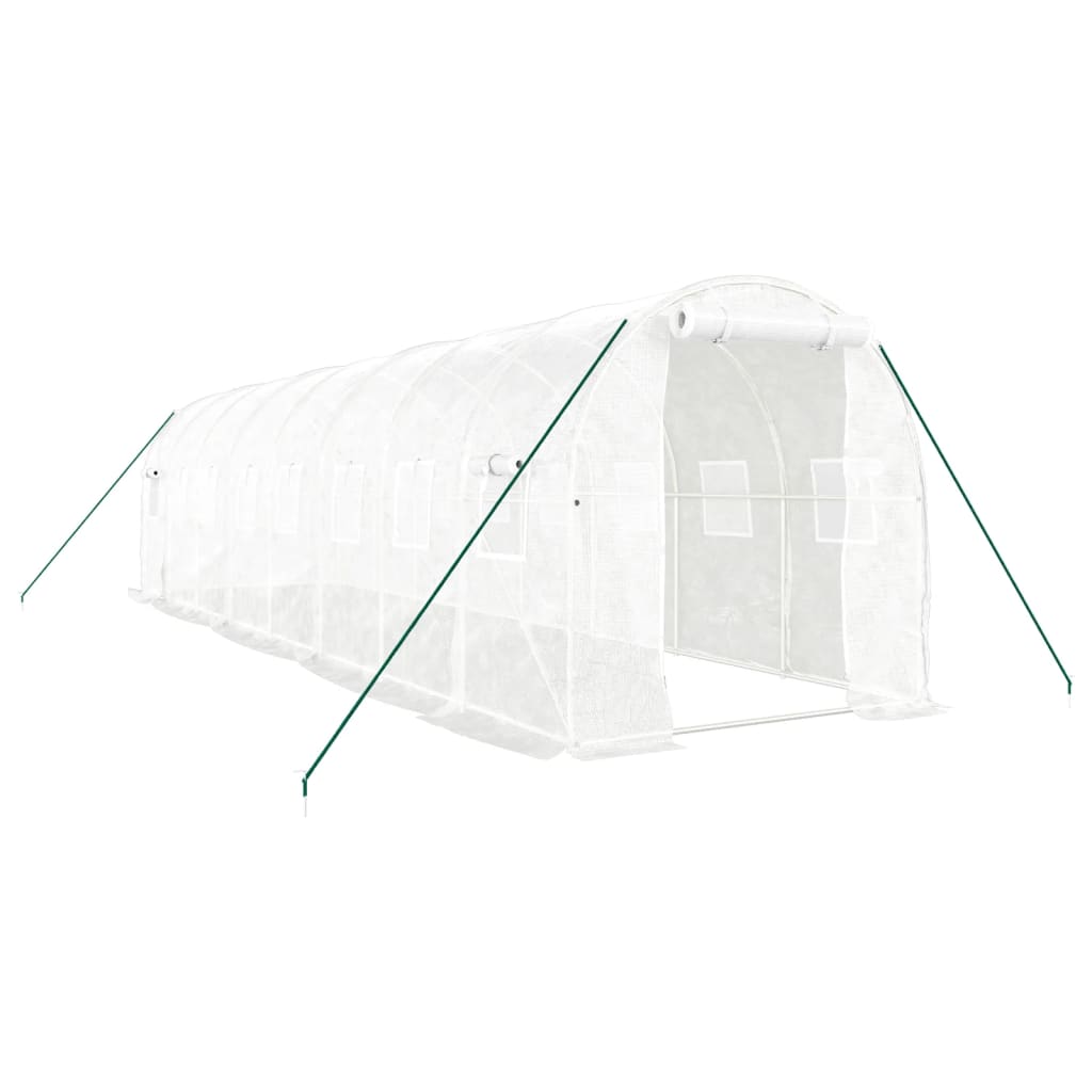 Vidaxl tuinkas avec cadre en acier 16 m² 8x2x2 m blanc