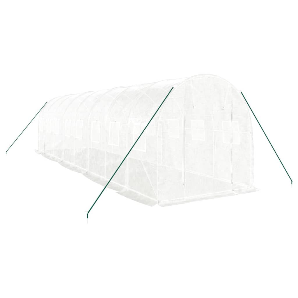 Vidaxl tuinkas avec cadre en acier 16 m² 8x2x2 m blanc