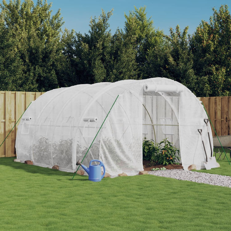 Serre Vidaxxl avec structure en acier blanc 12 m² 4x3x2 m
