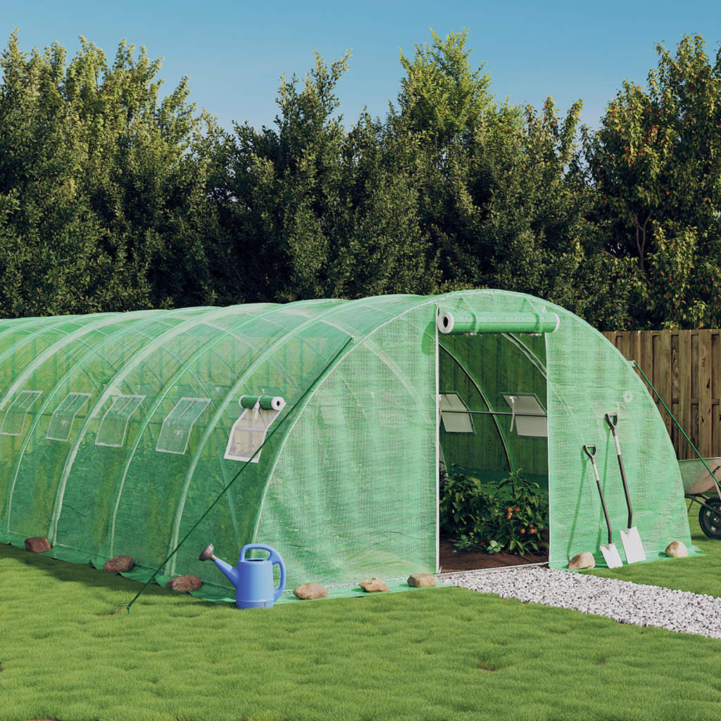 Vidaxl tuinkas avec cadre en acier 48 m² 12x4x2 m vert