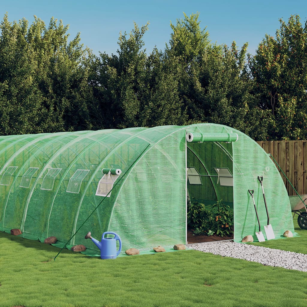 Vidaxl tuinkas avec cadre en acier 80 m² 20x4x2 m vert