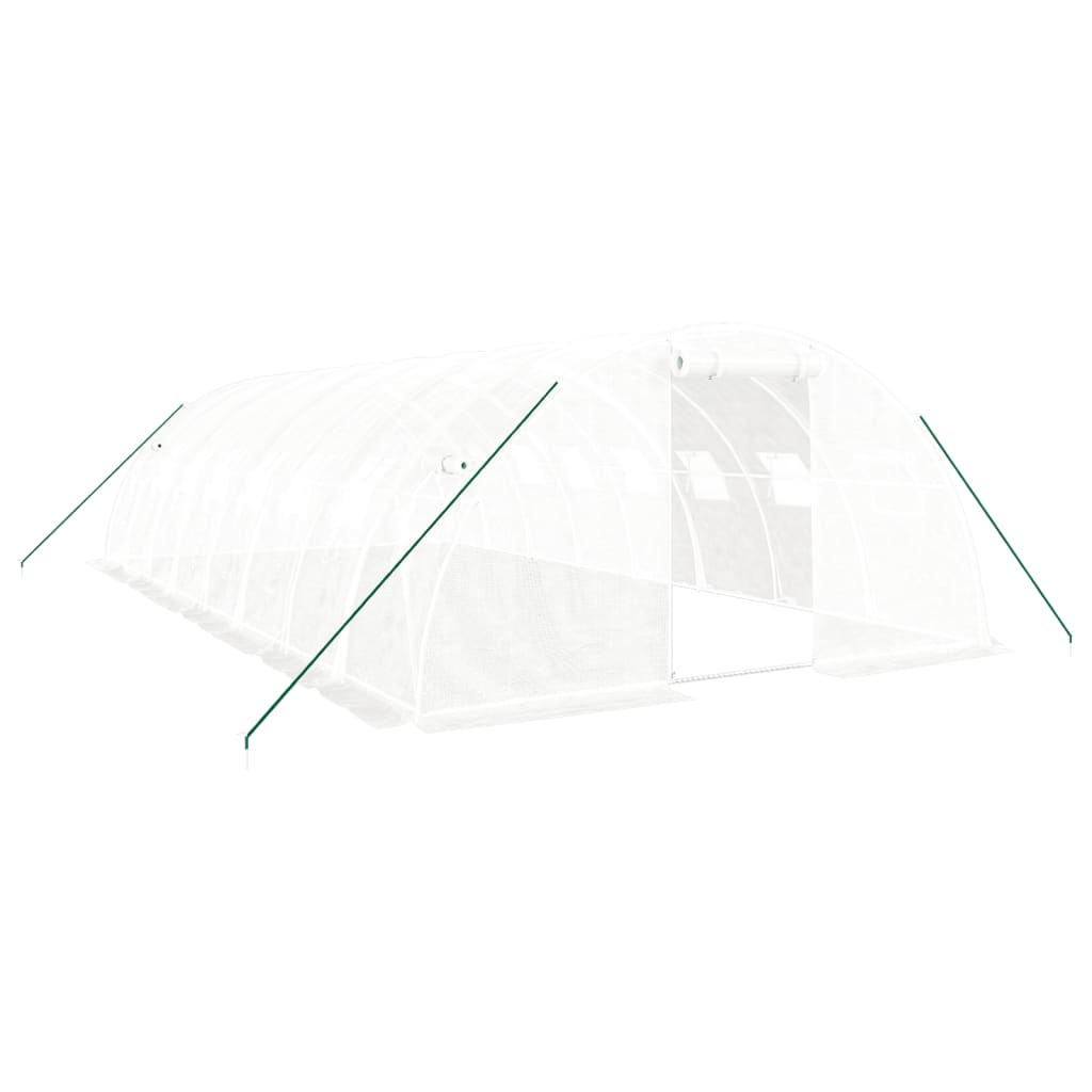 Vidaxl tuinkas avec cadre en acier 32 m² 8x4x2 m blanc