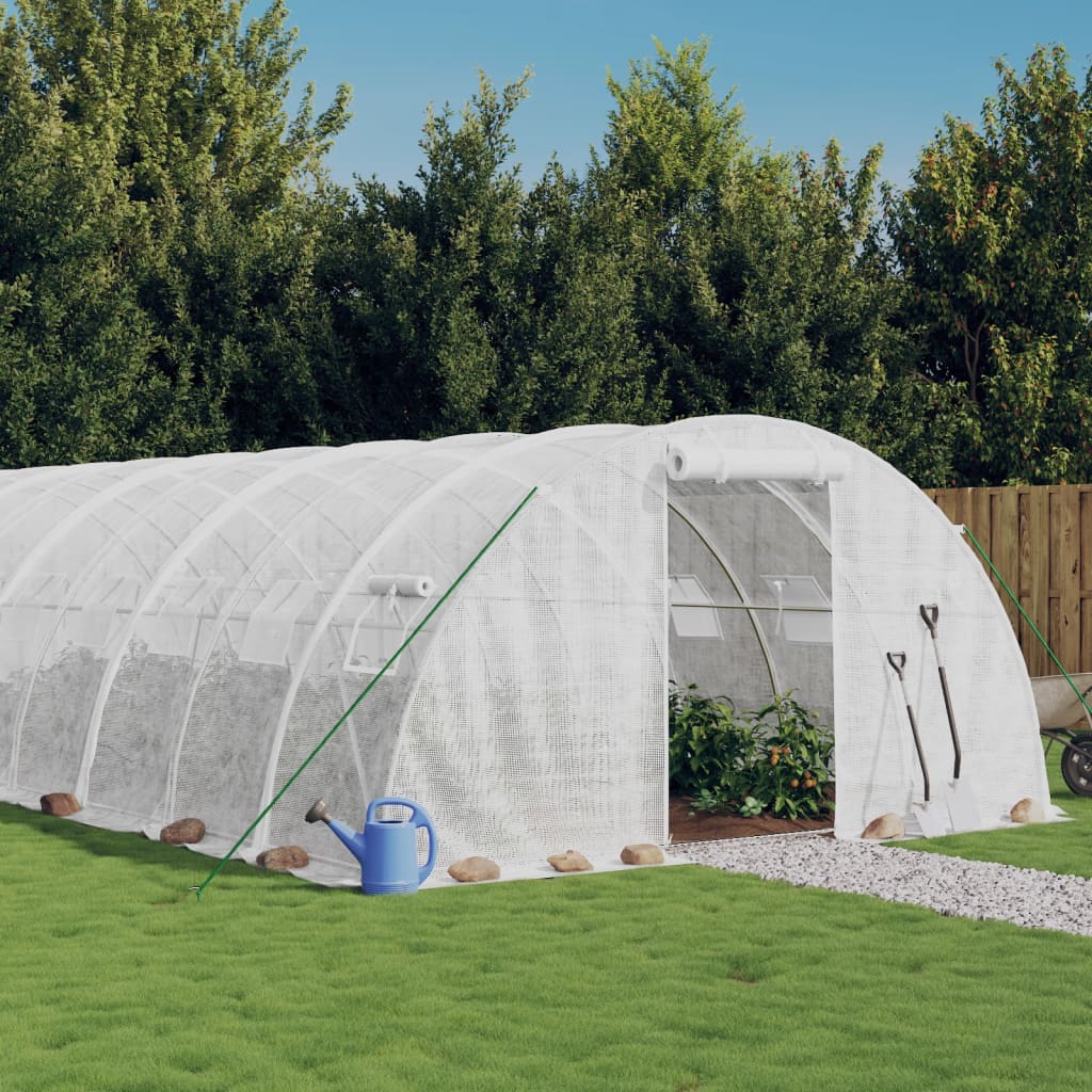 Vidaxl tuinkas avec cadre en acier 40 m² 10x4x2 m blanc