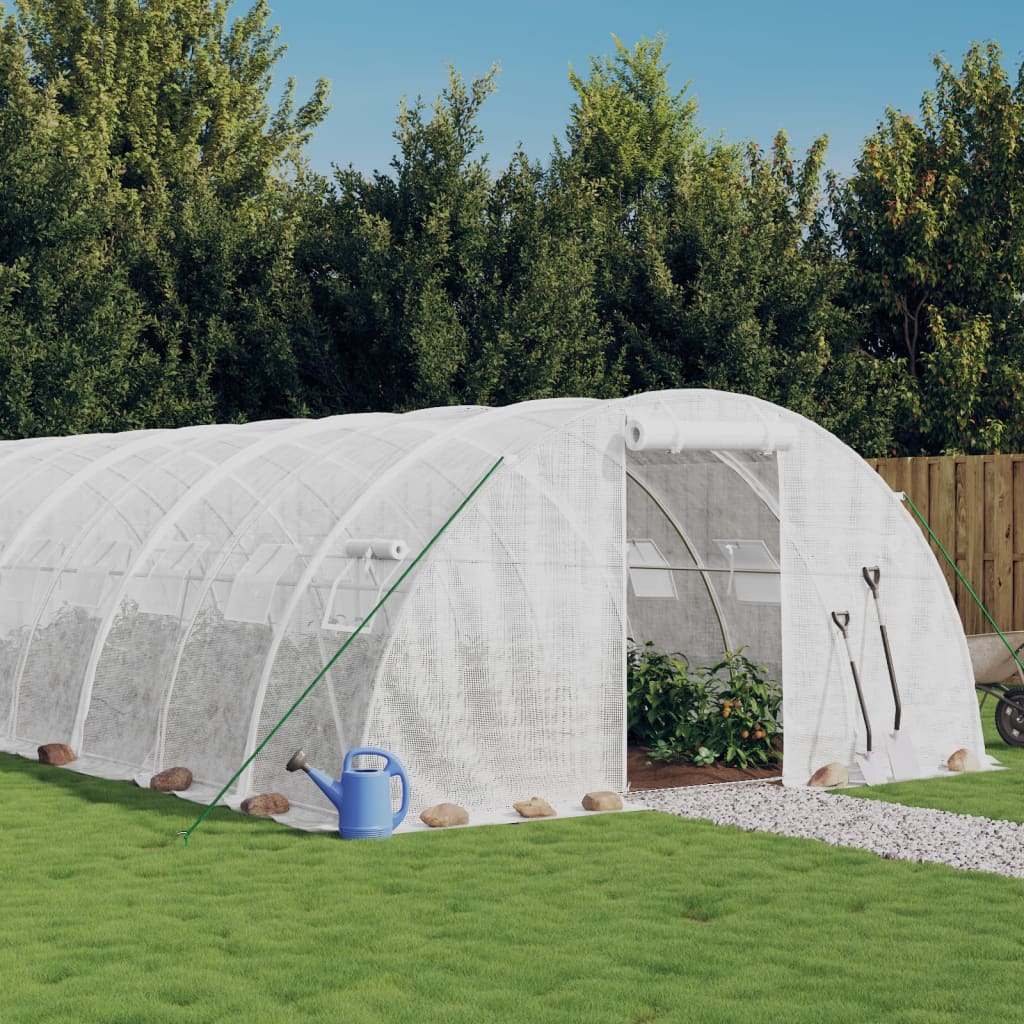 Vidaxl tuinkas avec cadre en acier 56 m² 14x4x2 m blanc