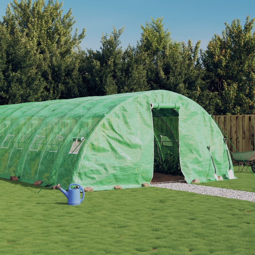 Vidaxl tuinkas avec cadre en acier 40 m² 8x5x2,3 m vert