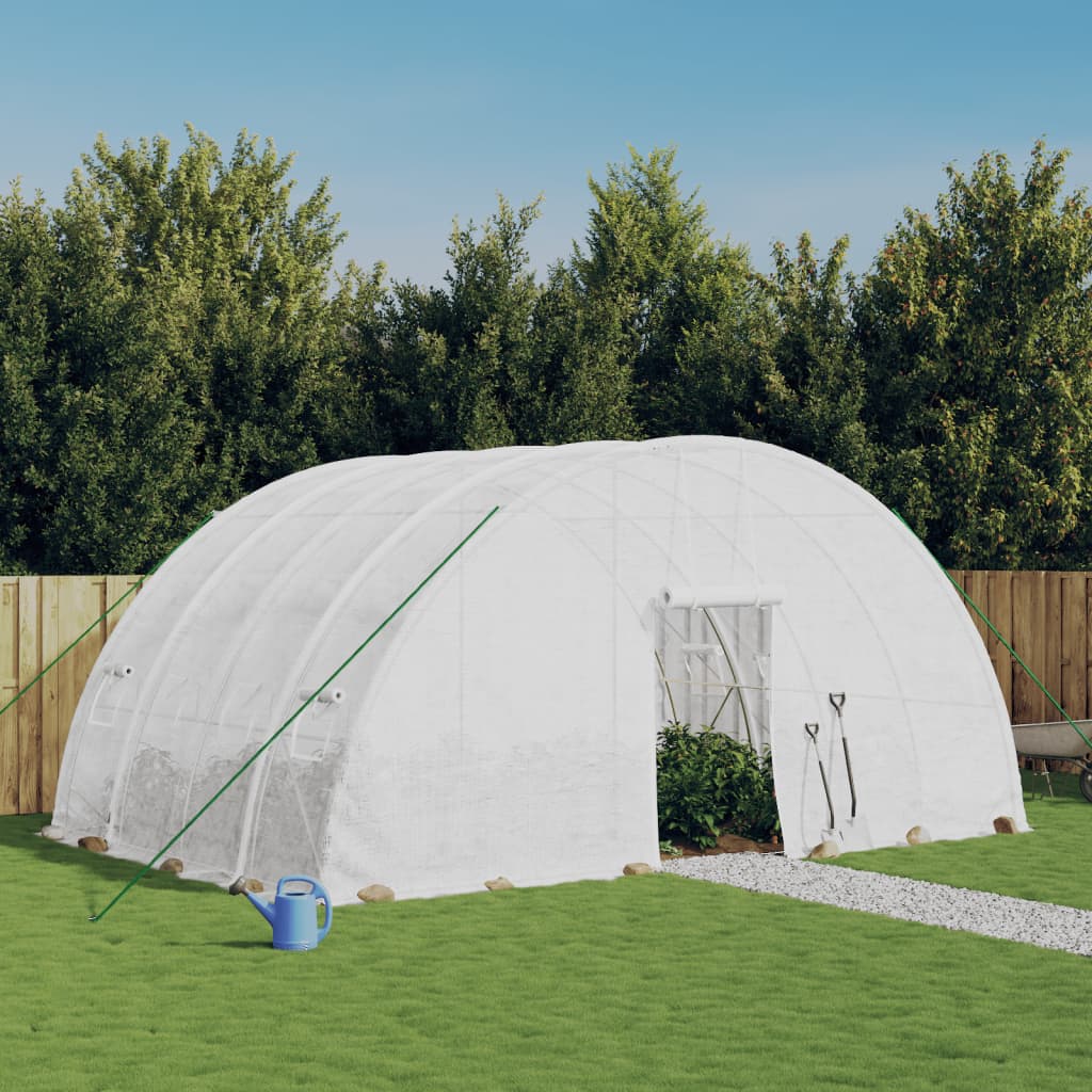 Vidaxl tuinkas avec cadre en acier 24 m² 6x4x2,85 m blanc
