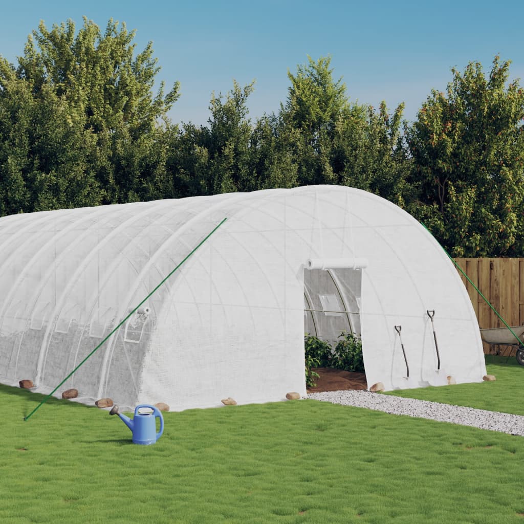 Vidaxl tuinkas avec cadre en acier 36 m² 6x6x2,85 m blanc