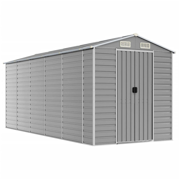 Vidaxl jardin hangar 191x470x198 cm en acier galvanisé gris clair