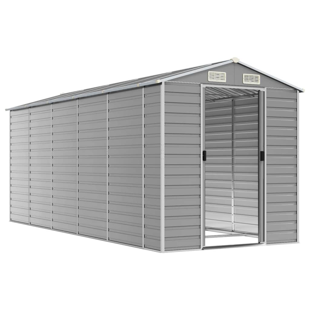 Vidaxl jardin hangar 191x470x198 cm en acier galvanisé gris clair