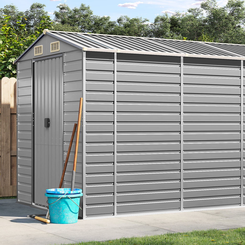 Vidaxl jardin hangar 191x470x198 cm en acier galvanisé gris clair