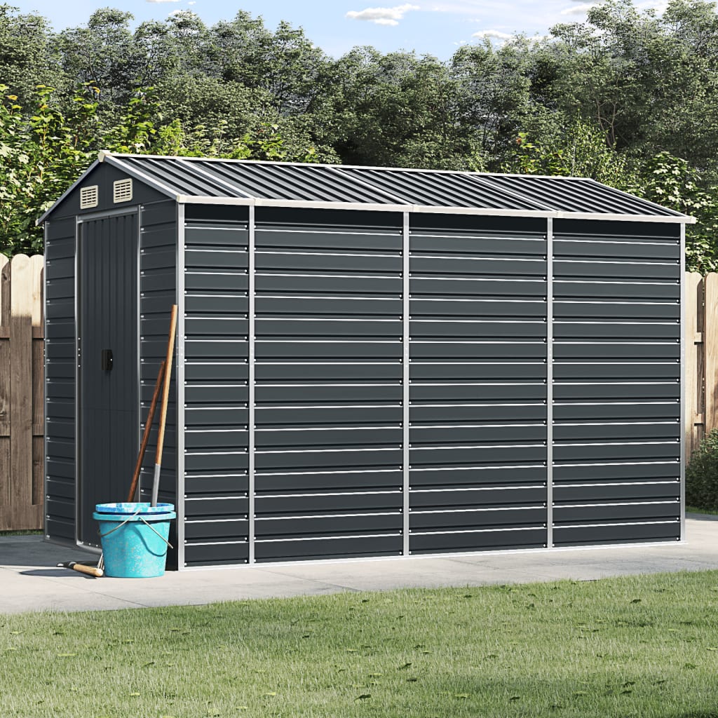 Vidaxl hangar de jardin 191x300x198 cm anthracite en acier galvanisé -colore