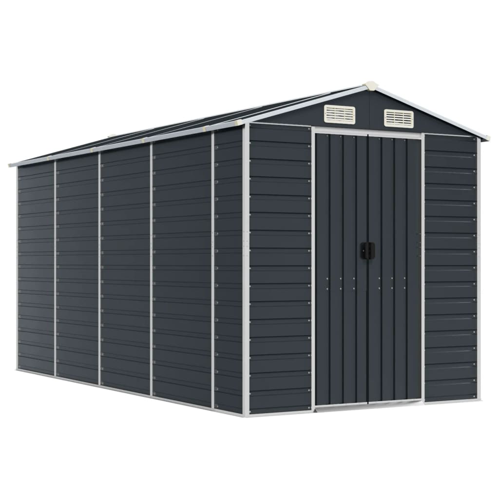 Vidaxl hangar de jardin 191x385x198 cm anthracite en acier galvanisé -colore