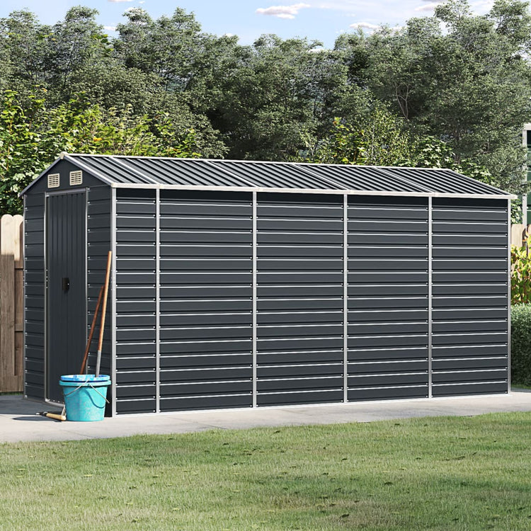 Vidaxl hangar de jardin 191x385x198 cm anthracite en acier galvanisé -colore