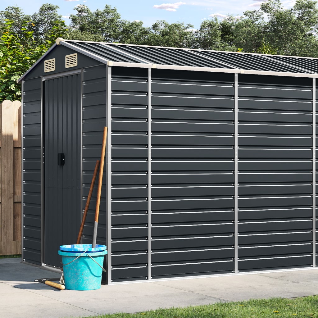 Vidaxl hangar de jardin 191x640x198 cm anthracite en acier galvanisé -colore