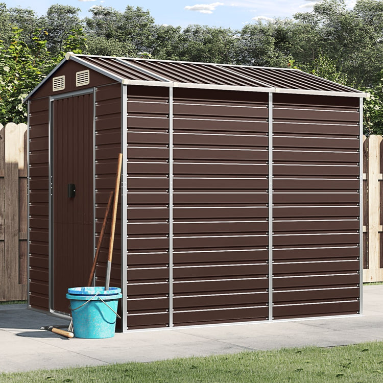 Vidaxl hangar de jardin 191x215x198 cm brun en acier galvanisé
