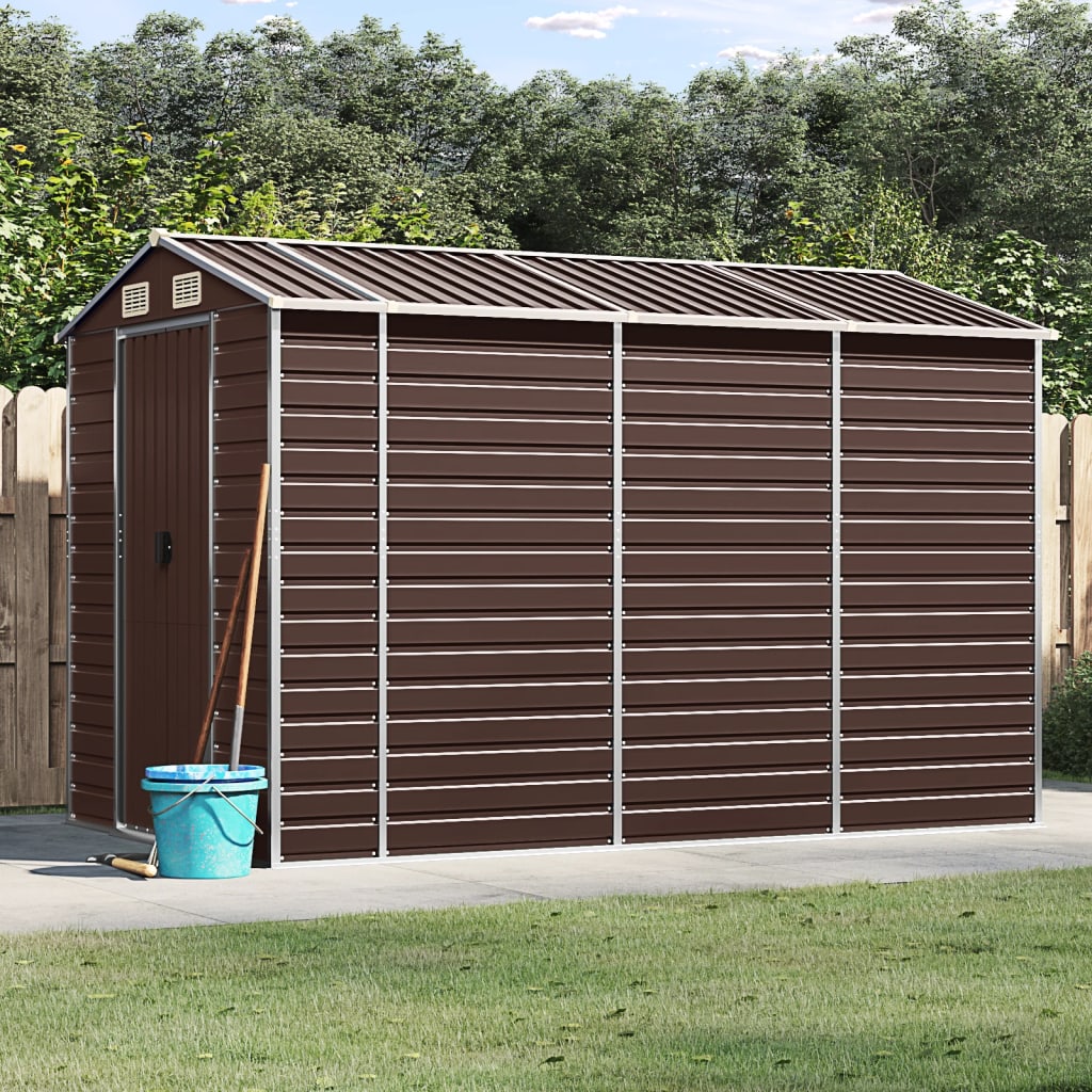 Vidaxl hangar de jardin 191x300x198 cm brun en acier galvanisé