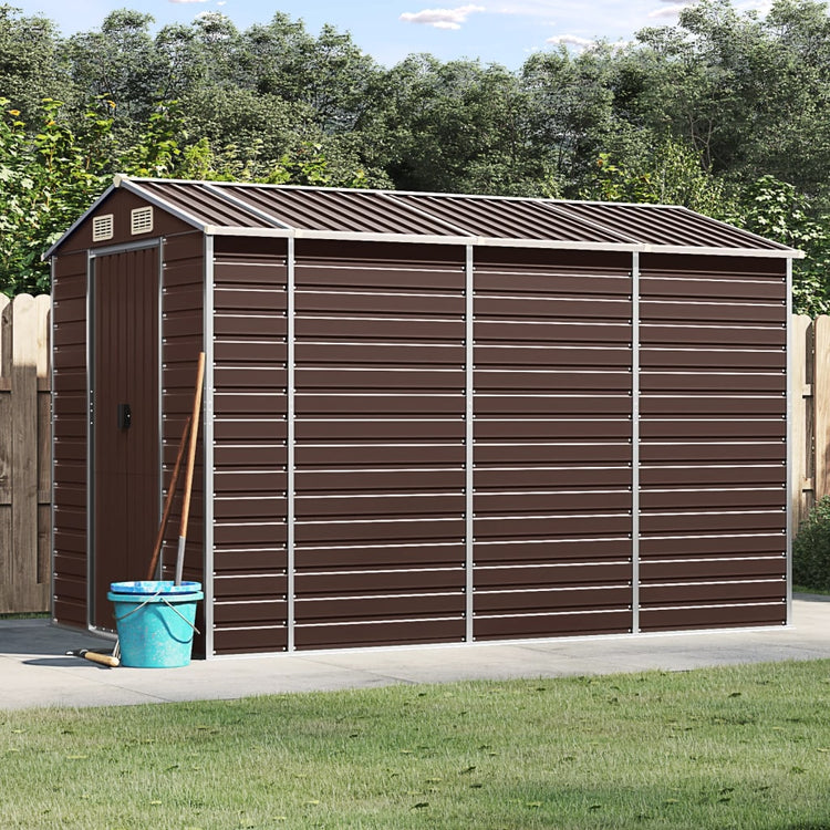Vidaxl hangar de jardin 191x300x198 cm brun en acier galvanisé