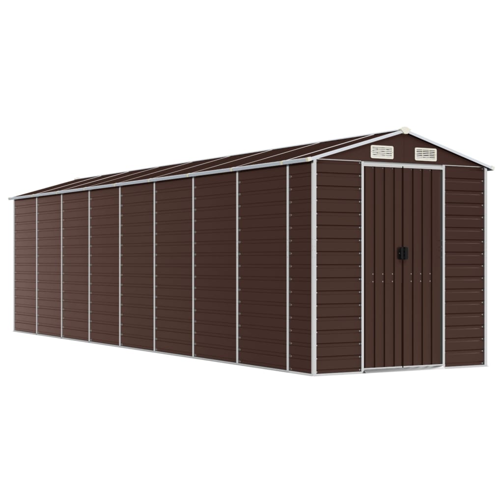 Vidaxl hangar de jardin 191x725x198 cm brun en acier galvanisé