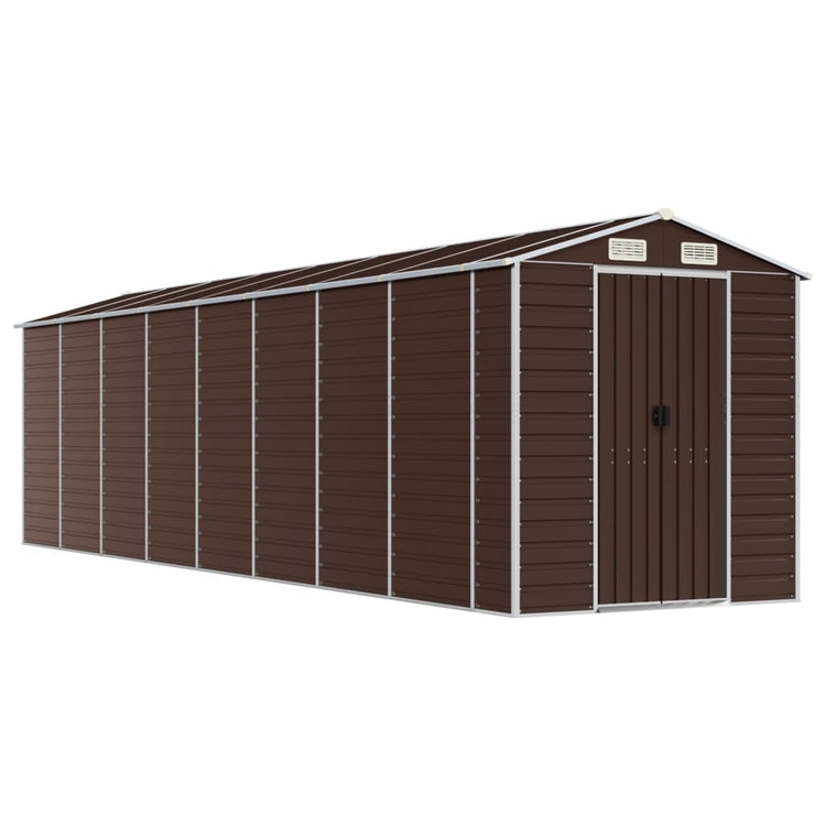 Vidaxl hangar de jardin 191x725x198 cm brun en acier galvanisé