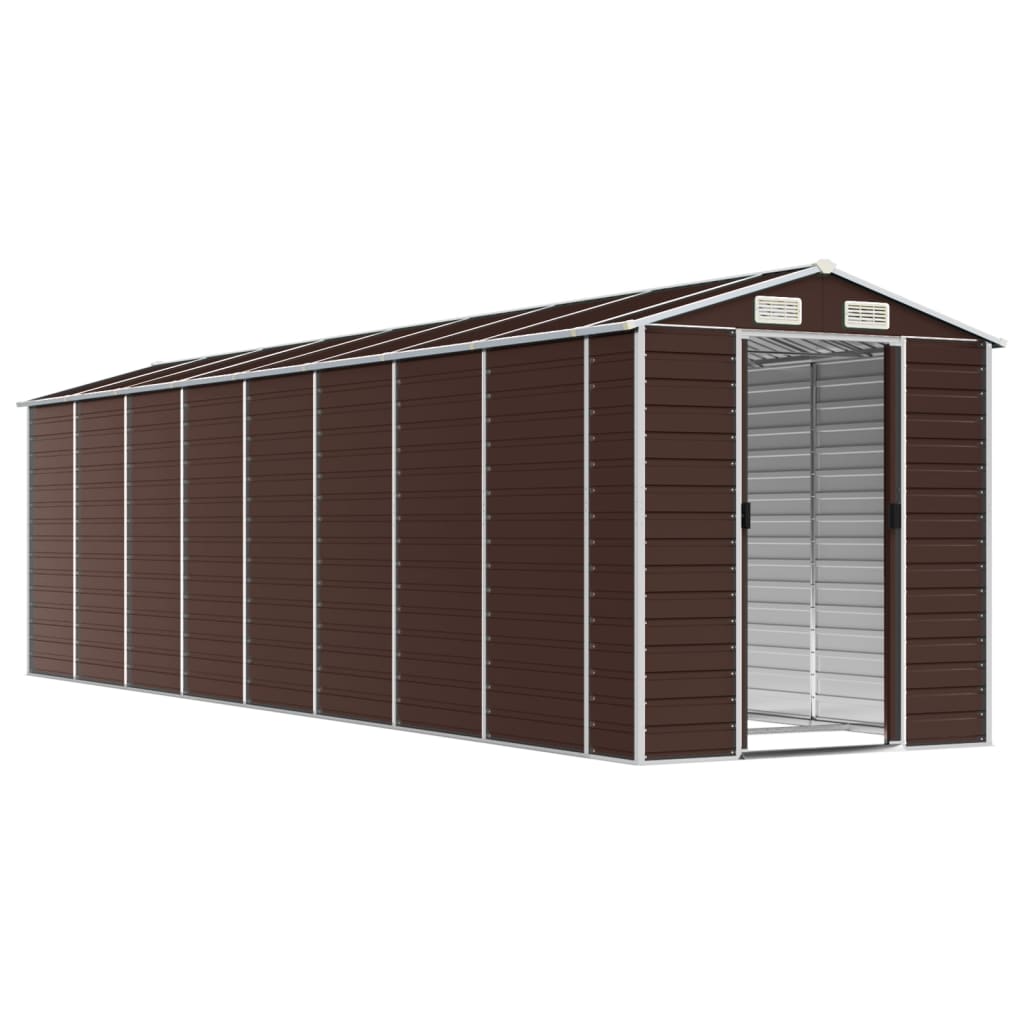 Vidaxl hangar de jardin 191x725x198 cm brun en acier galvanisé