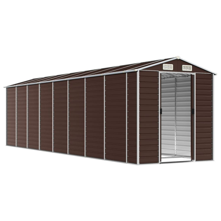 Vidaxl hangar de jardin 191x725x198 cm brun en acier galvanisé