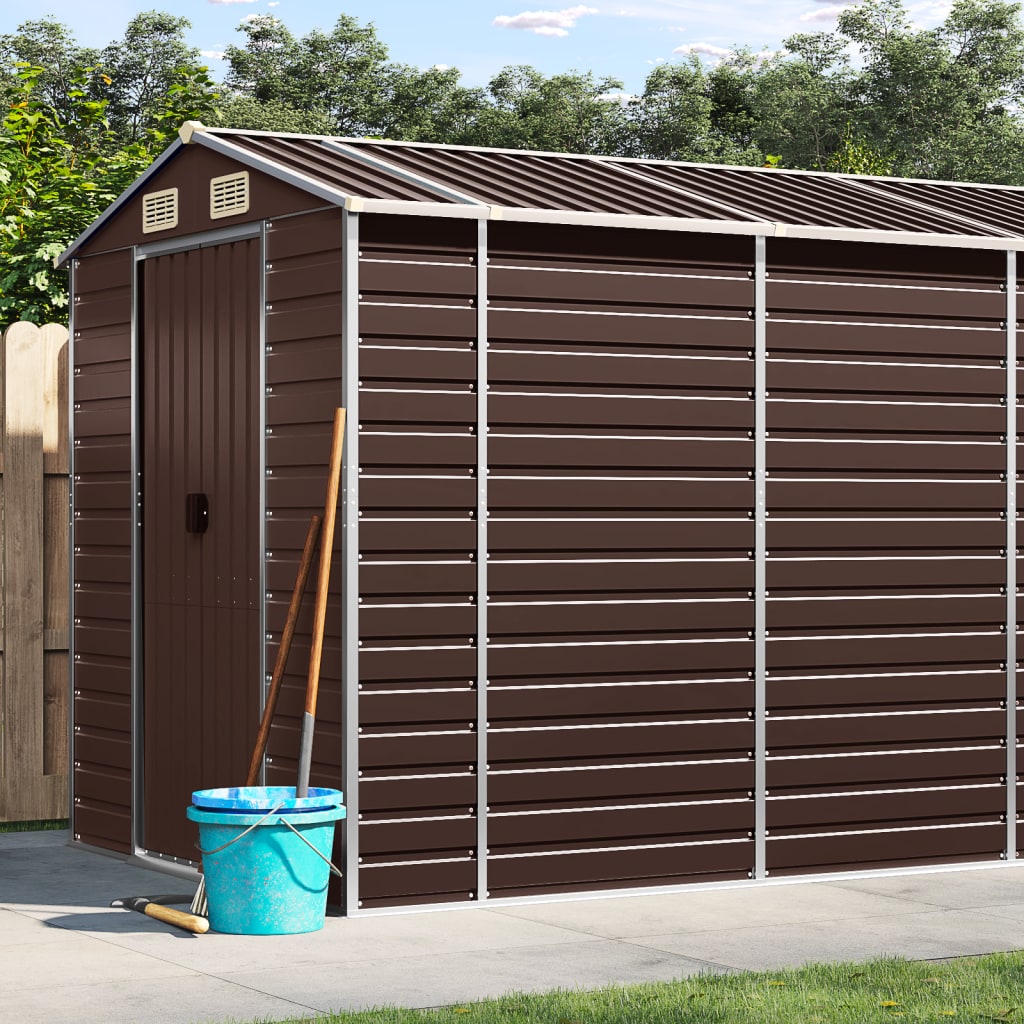 Vidaxl hangar de jardin 191x725x198 cm brun en acier galvanisé
