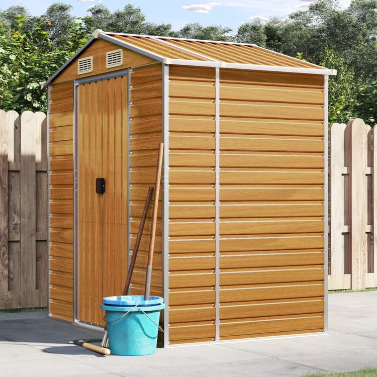 Vidaxl jardin hangar 191x130x198 cm en acier galvanisé brun clair