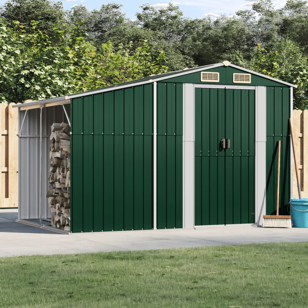 Vidaxl jardin hangar 277x192.5x179 cm en acier galvanisé vert