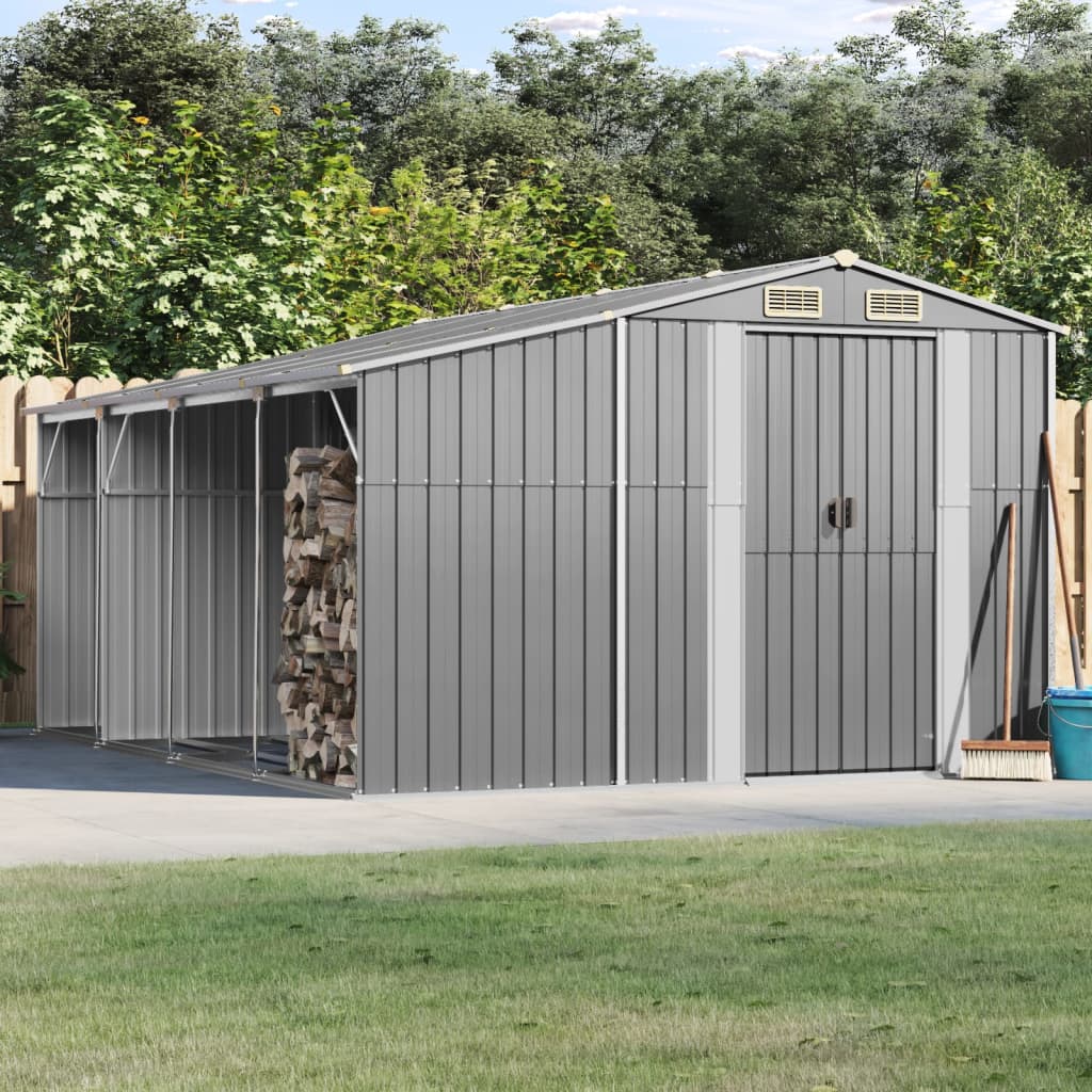 SHED JARDIN VIDAXL 277X365.5X179 cm Gray en acier galvanisé
