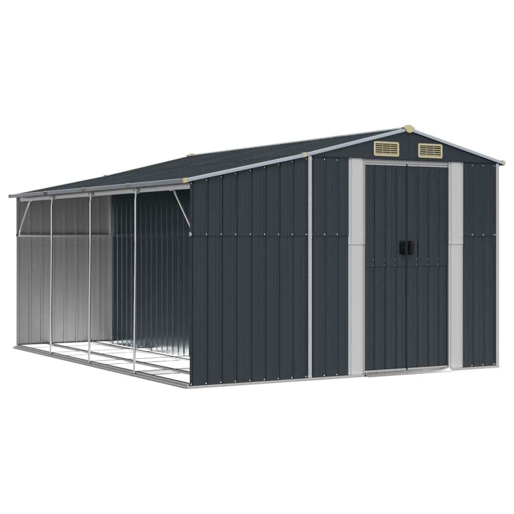 Vidaxl jardin hangar 277x365.5x179 cm couleur anthracite en acier galvanisé