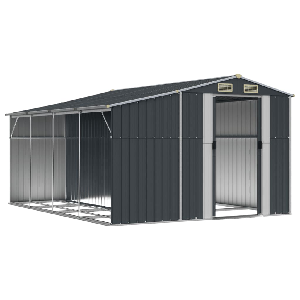 Vidaxl jardin hangar 277x365.5x179 cm couleur anthracite en acier galvanisé