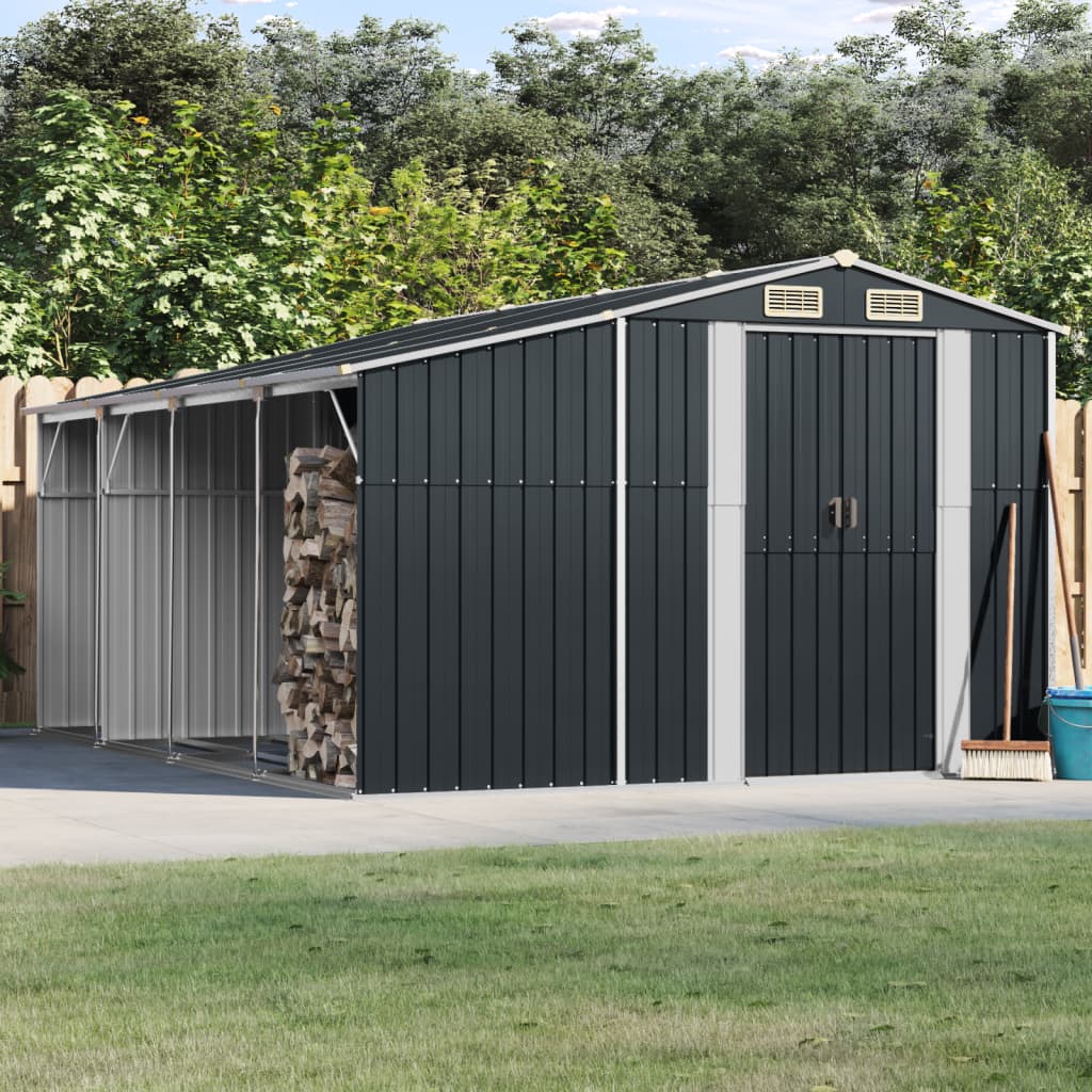 Vidaxl jardin hangar 277x365.5x179 cm couleur anthracite en acier galvanisé