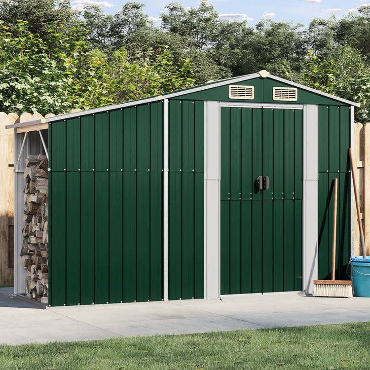Vidaxl jardin hangar 277x93x179 cm en acier galvanisé vert
