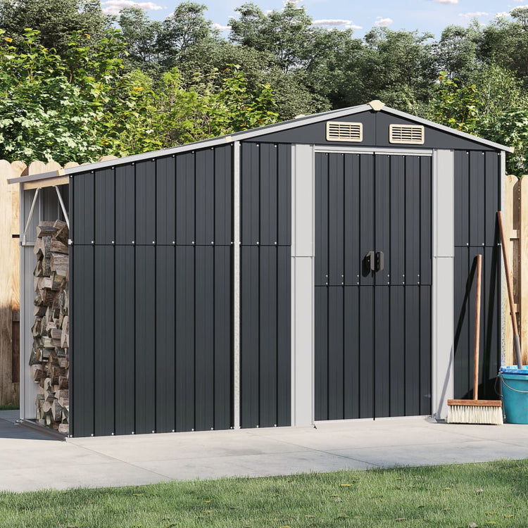 Vidaxl jardin hangar 277x93x179 cm couleur anthracite en acier galvanisé